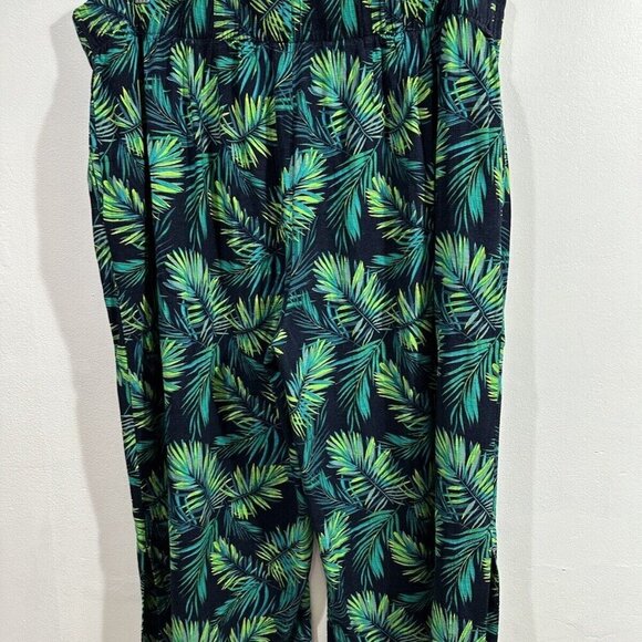 Soft Surroundings Sidnei Wide Leg Crop Palazzo Pants Linen Blend Palm SZ 2XL - Picture 7 of 14